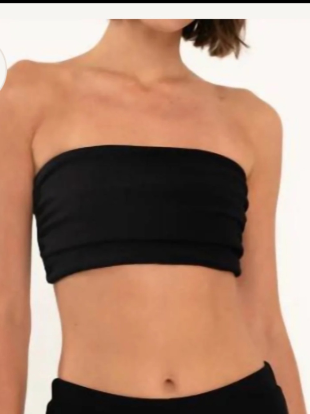 CITRINE Black ribbed bandeau bikini top Lottie Small S